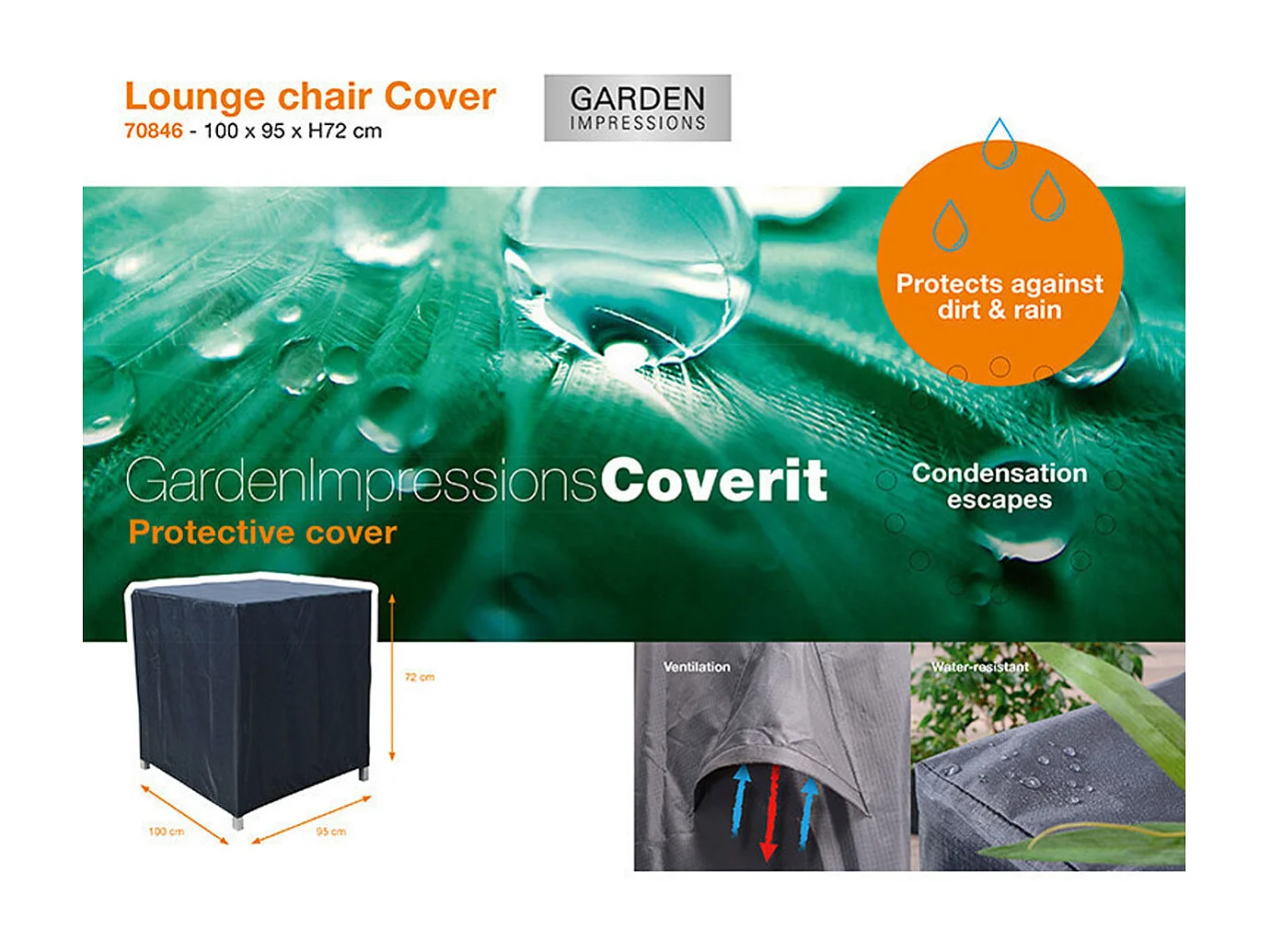 Housse de protection de chaise lounge de jardin Garden Impressions 100x95x72cm