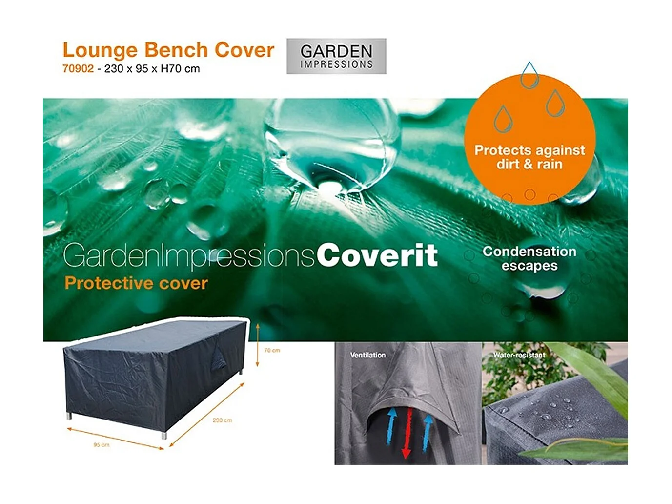 Garden Impressions Loungebank beschermhoes 230x90xH70 cm tbv Tennessee