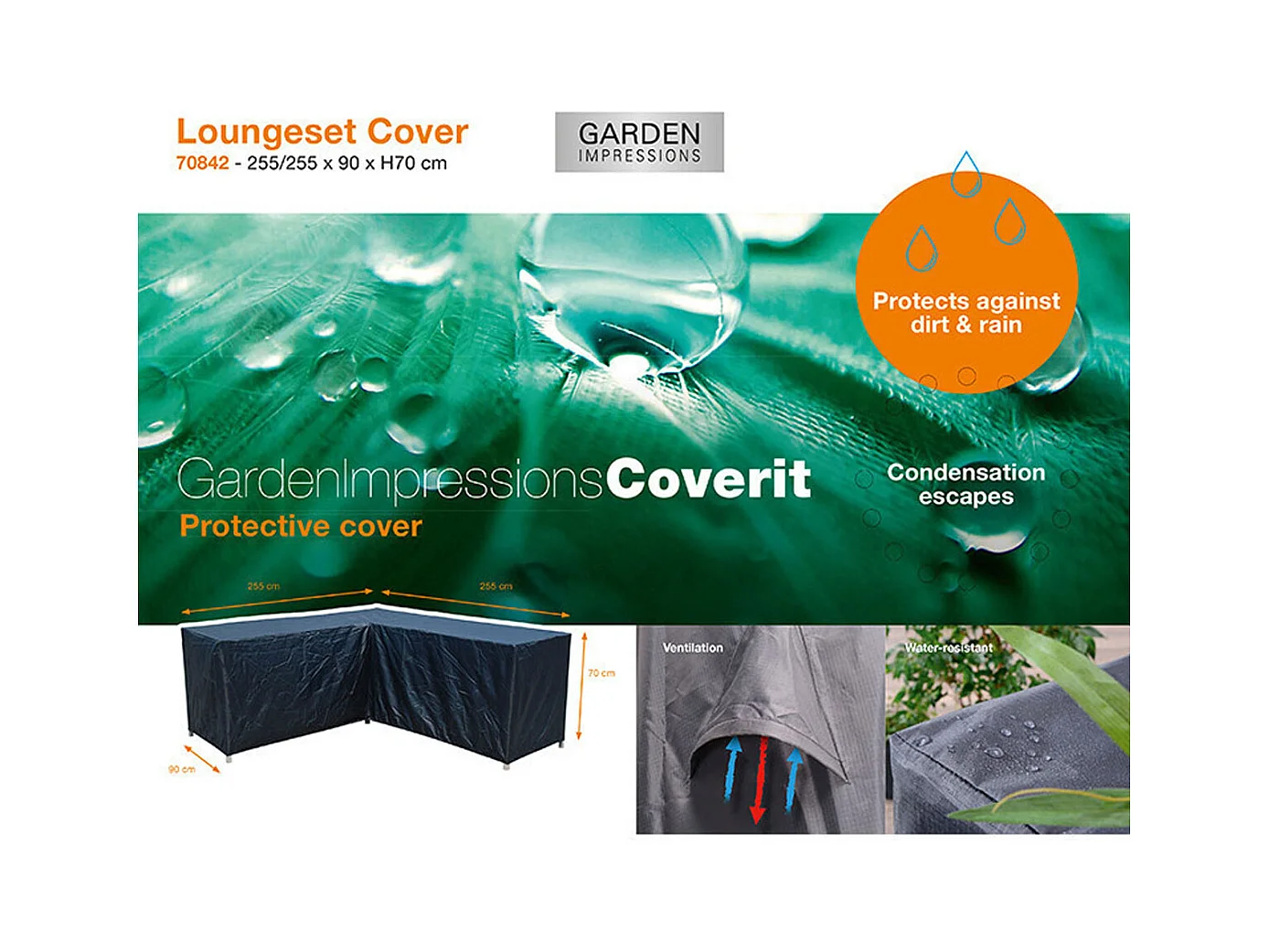 Housse de protection ensemble de salon Garden Impressions L 255/255x90xh70 cm