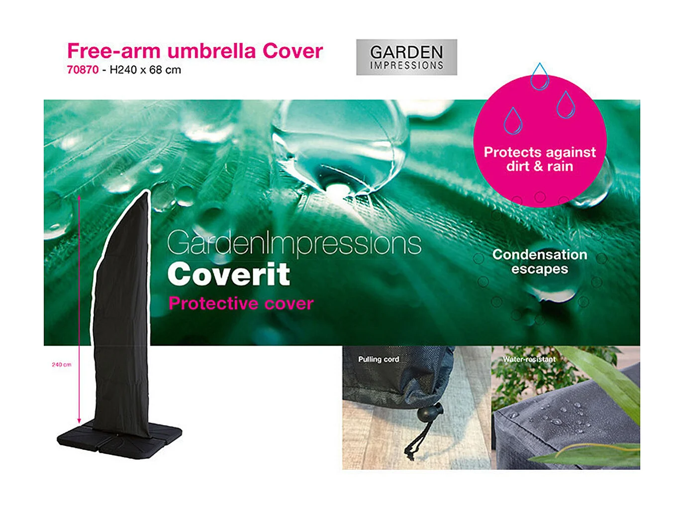 Housse de protection pour parasol flottant Garden Impressions 240x68 cm