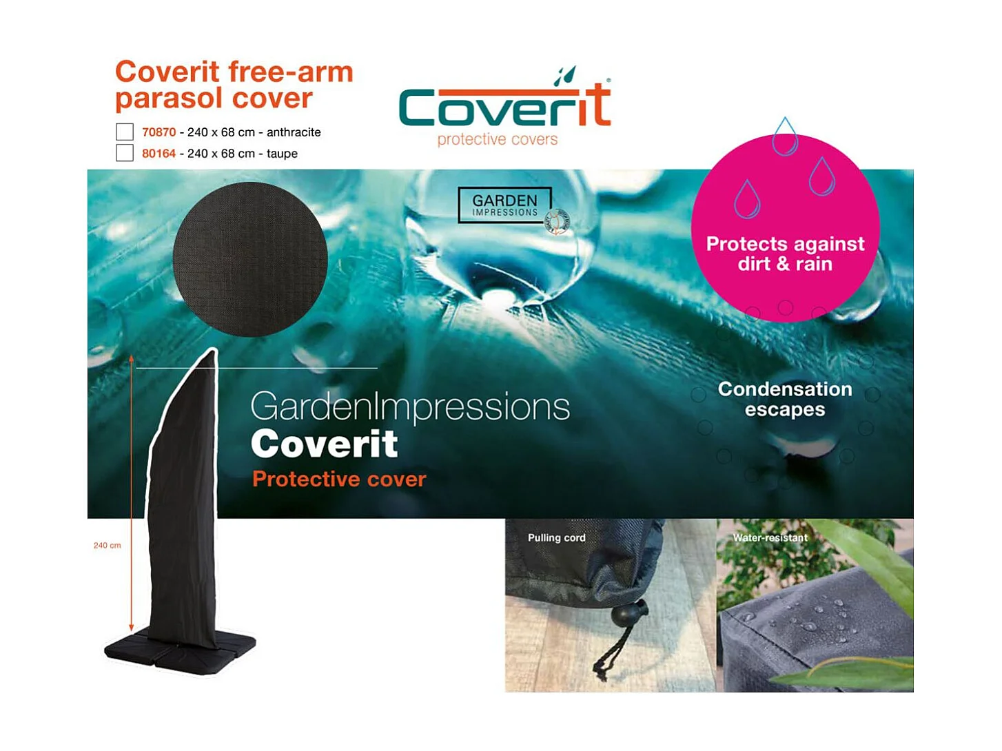 Housse de protection pour parasol flottant Garden Impressions 240x68 cm