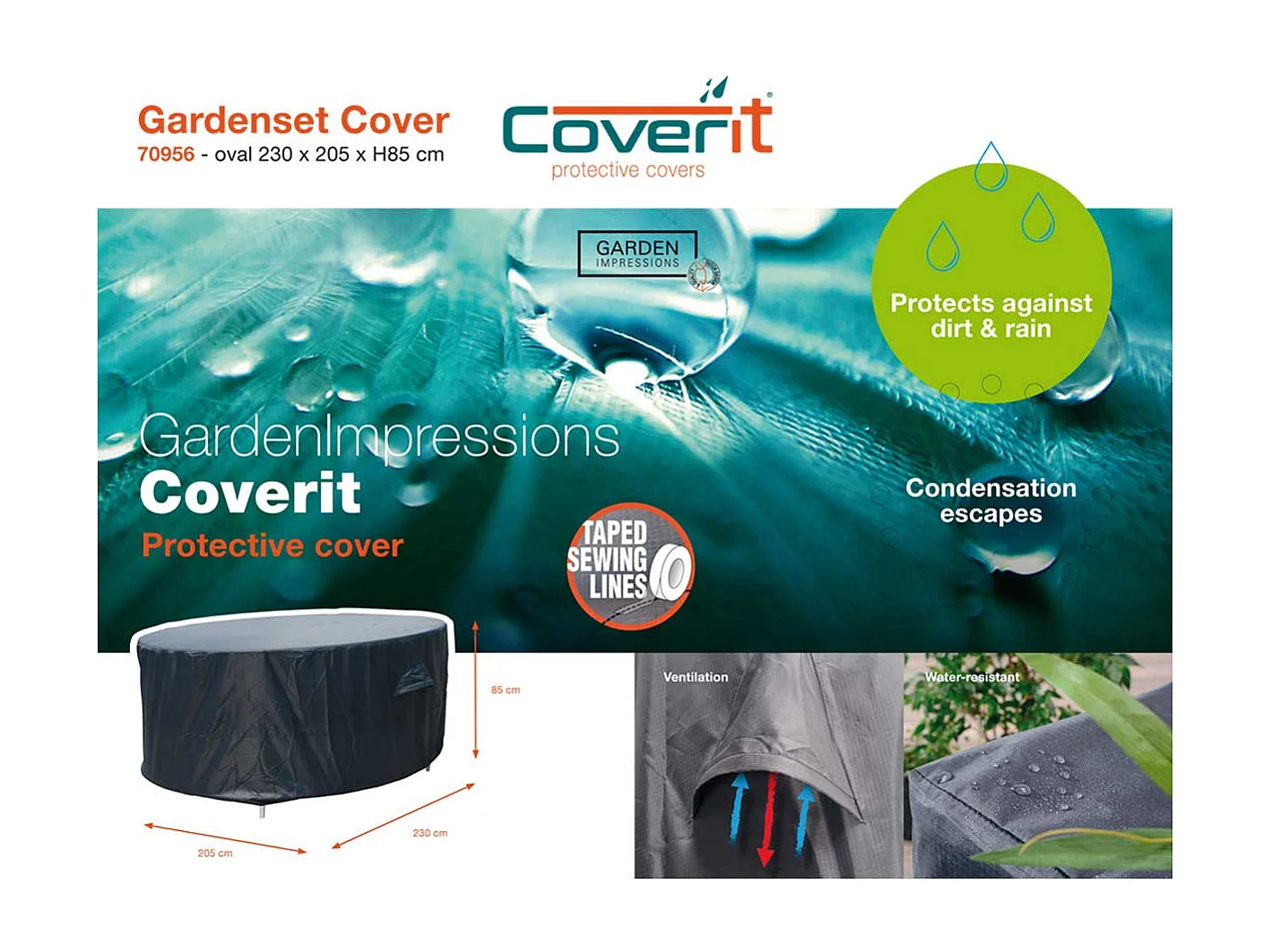 Housse de protection pour ensemble de jardin Garden Impressions ovale 230x205x85 cm