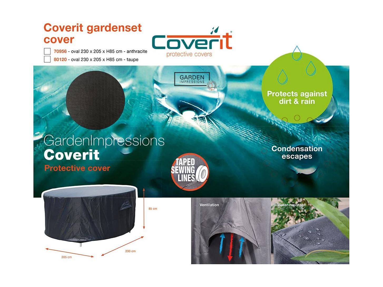 Housse de protection pour ensemble de jardin Garden Impressions ovale 230x205x85 cm