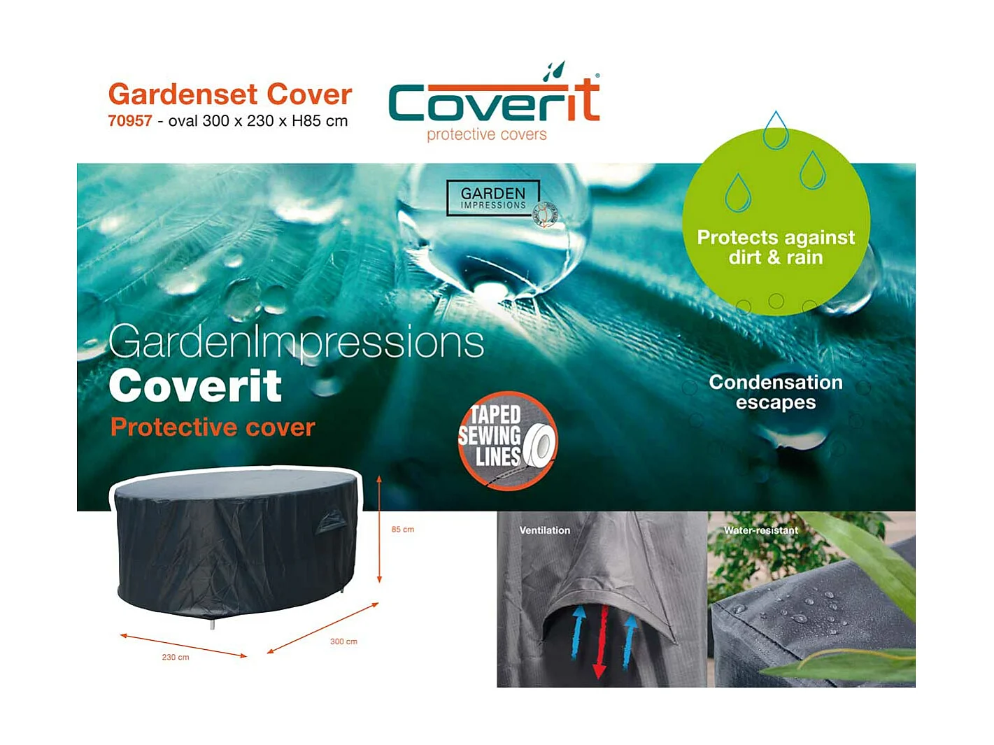 Garden impressions Tuinset beschermhoes ovaal 300 x 230 x 85 cm