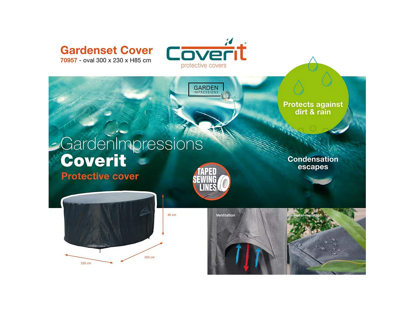 Housse de protection pour ensemble de jardin Garden Impressions ovale 300x230x85 cm