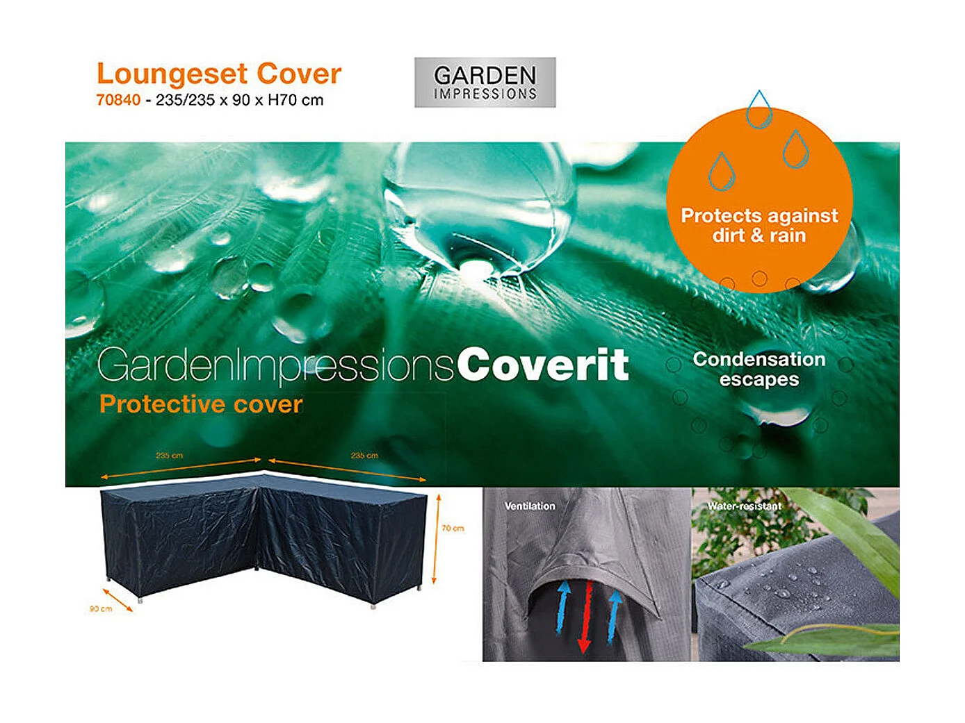 Housse de protection pour ensemble de salon Garden Impressions L 235 / 235x90xh70 cm