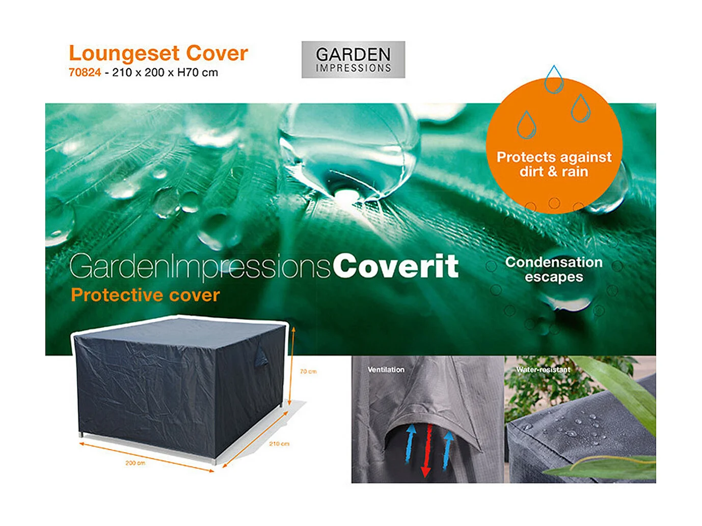 Garden Impressions Loungeset beschermhoes 210x200xH70 cm