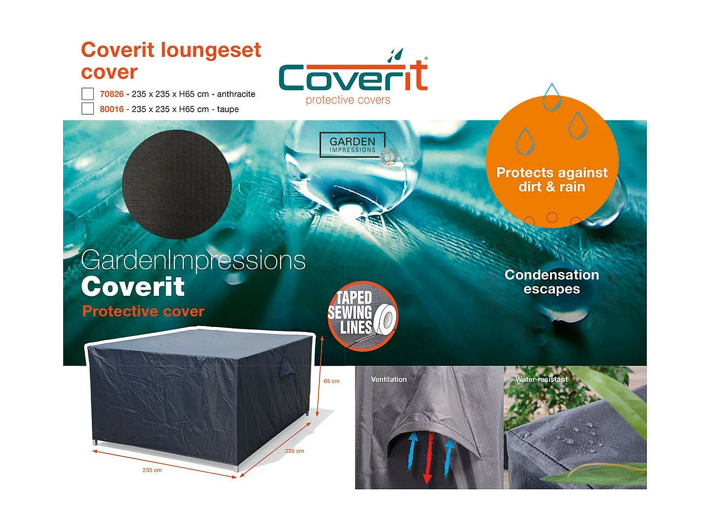 Housse de protection pour ensemble de salon Garden Impressions 235x235xh65 cm