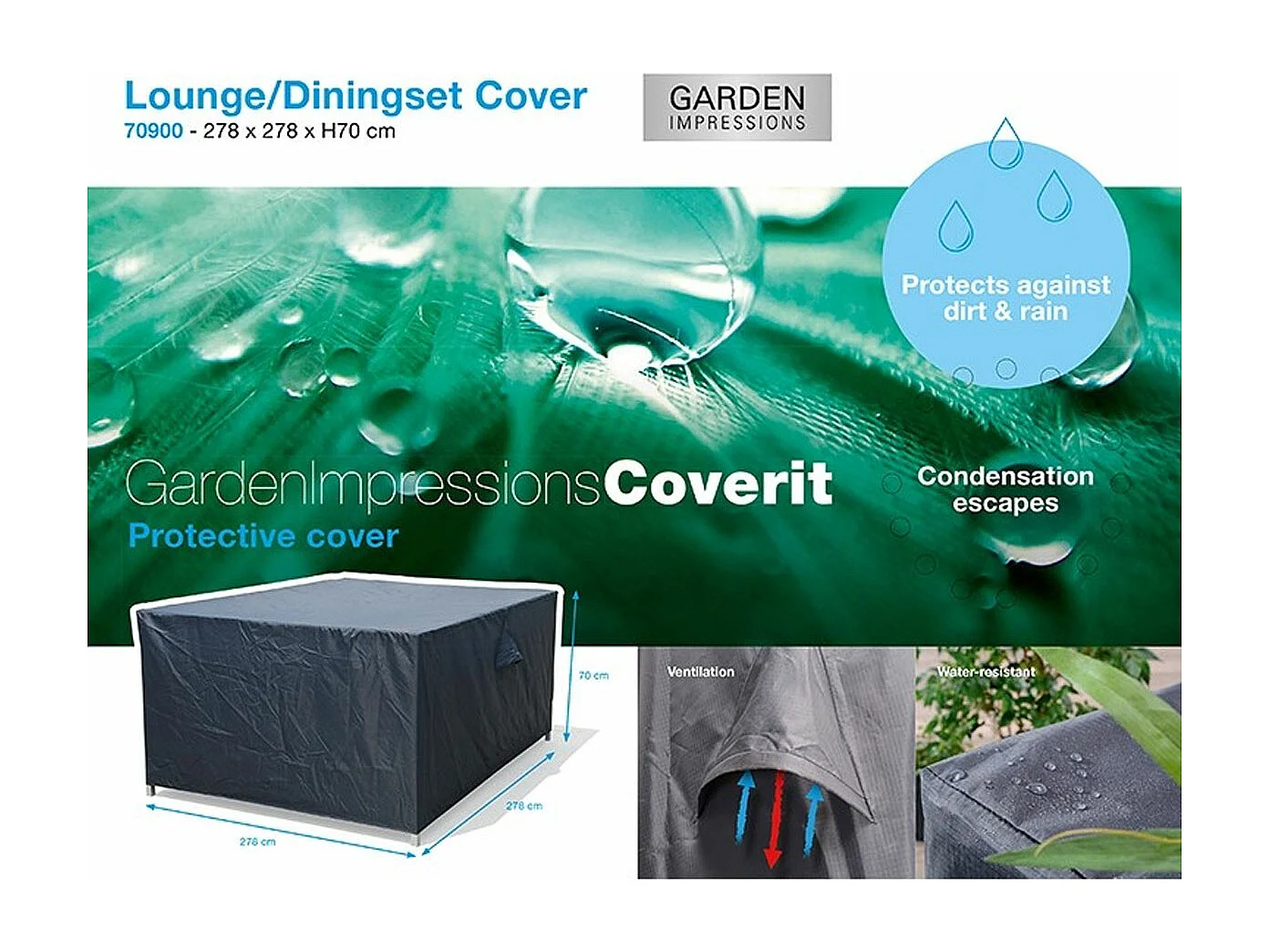Garden Impressions Housse de protection pour ensemble repas lounge 278x278xh70cm