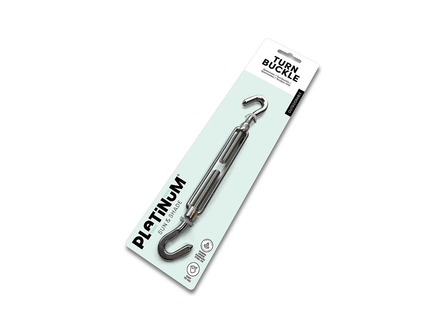 Platinum M10 Spanmoer 2 x haak - RVS