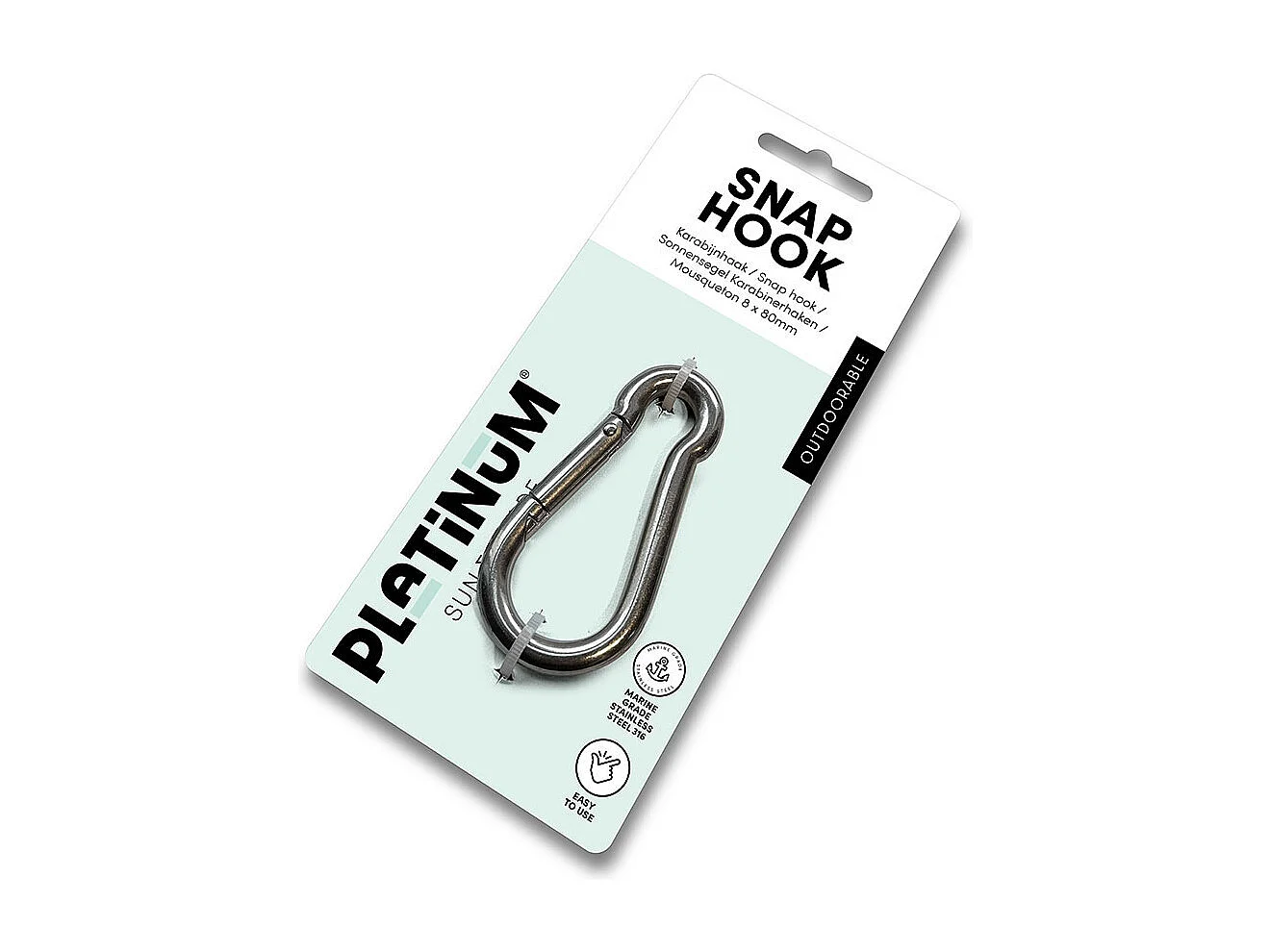 Karabijn crochet Platinum 8 x 80 mm acier inoxydable