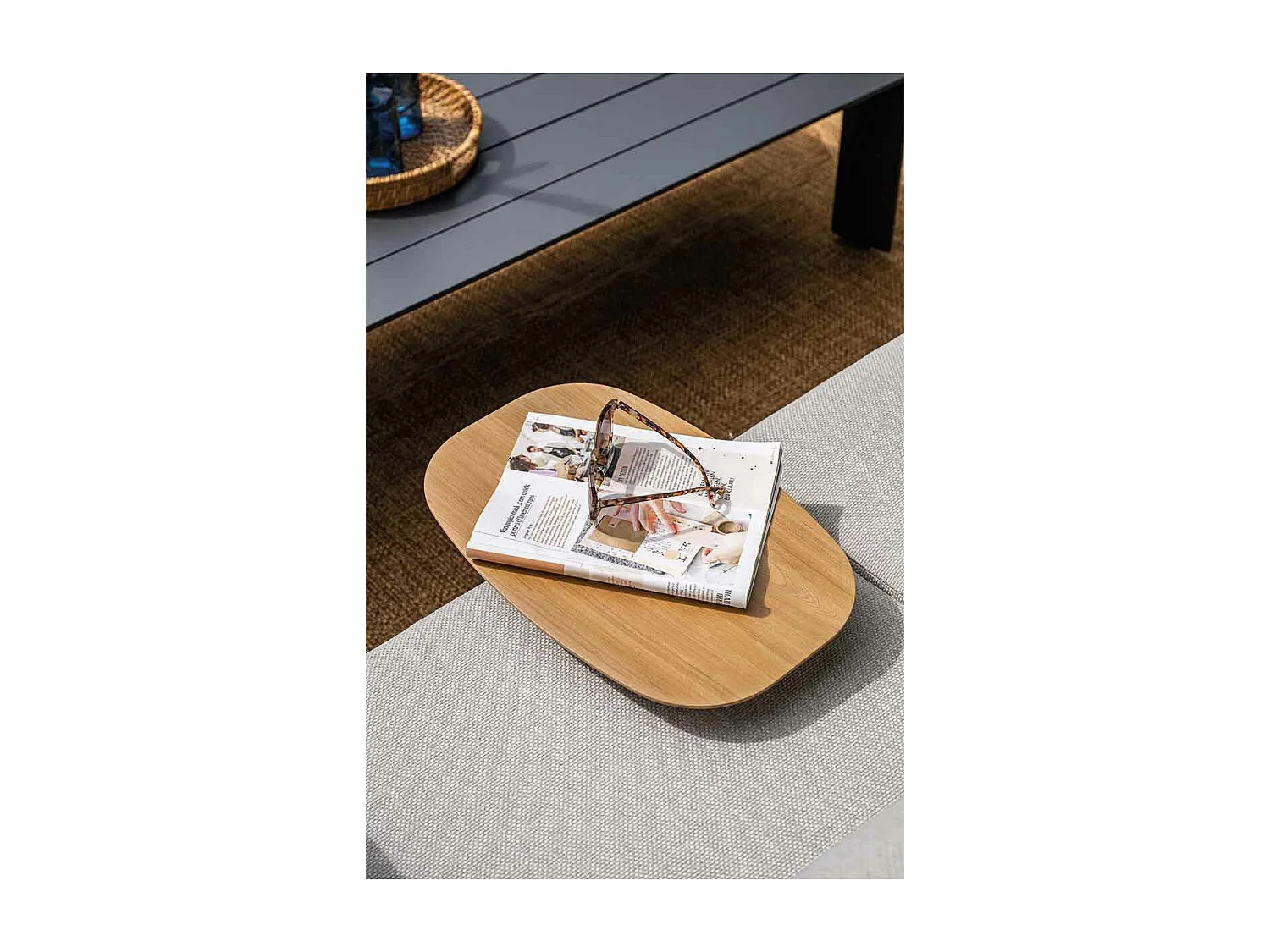 Garden Impressions table d'appoint pour ordinateur portable Sem aspect teck clair 45x30xH51 cm