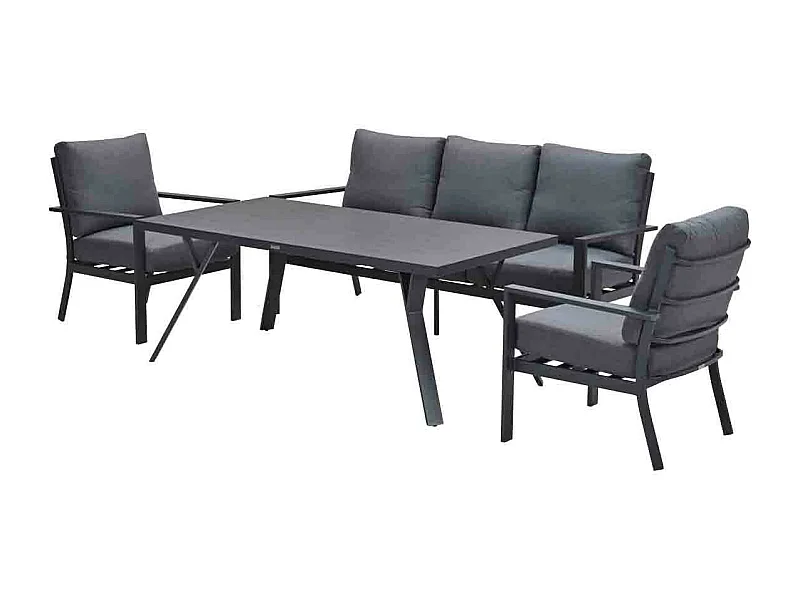 Garden Impressions Senja lounge dining set stoel-bank 4-delig mystic grey
