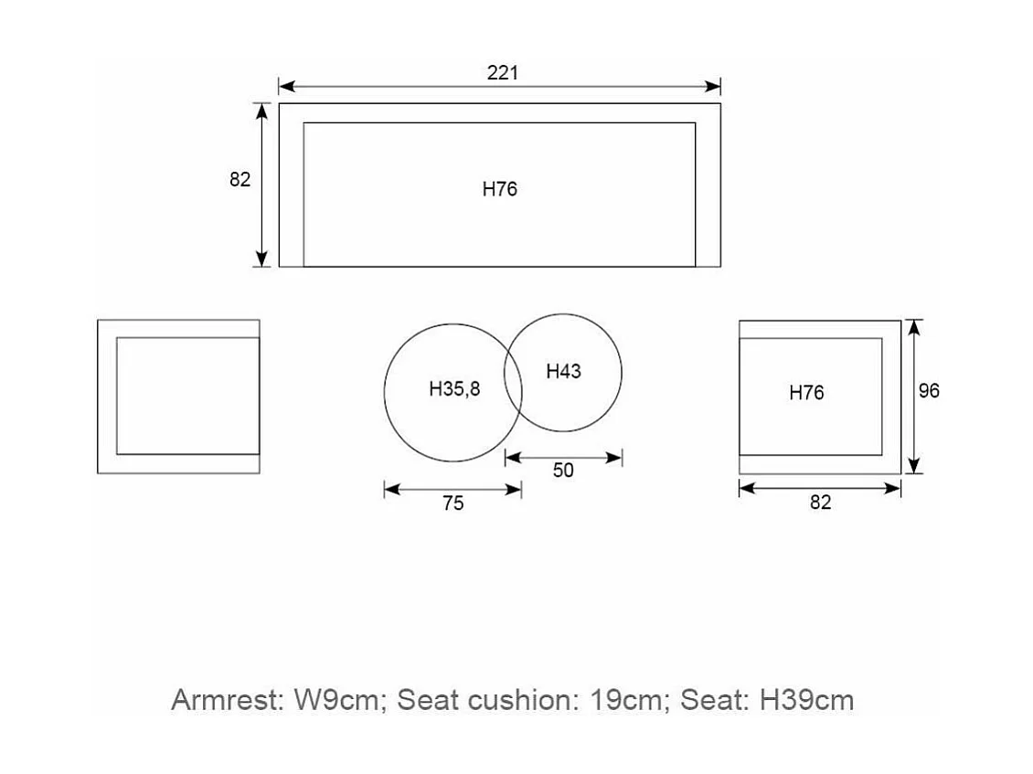 Garden Impressions ensemble de salon Langkawi taupe 5 pièces