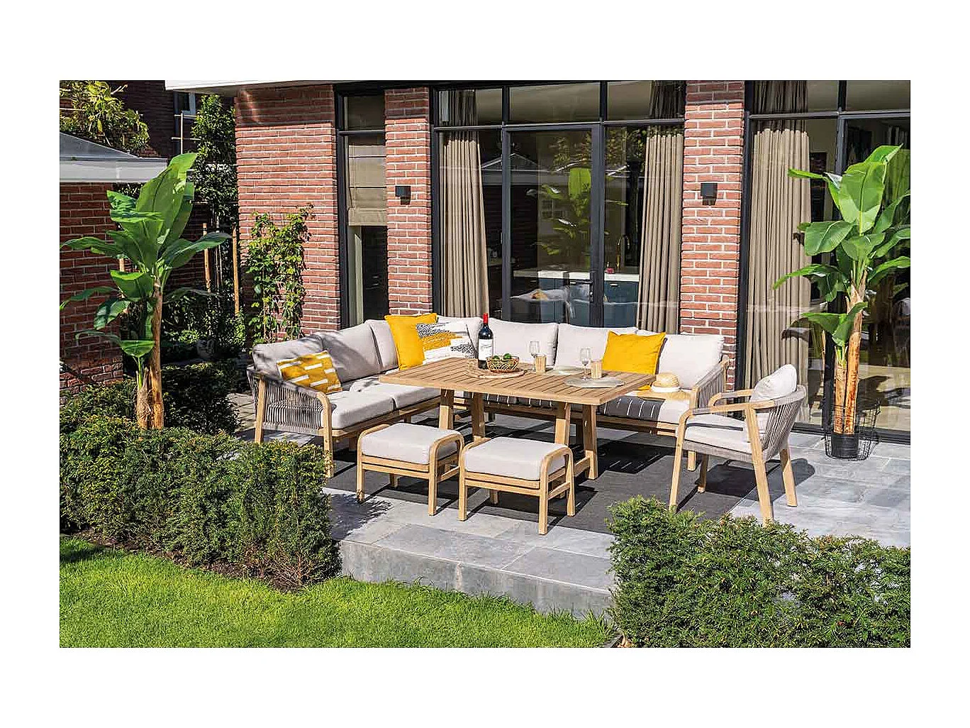 Garden Impressions Alora lounge dining set 5-delig links - grey sand