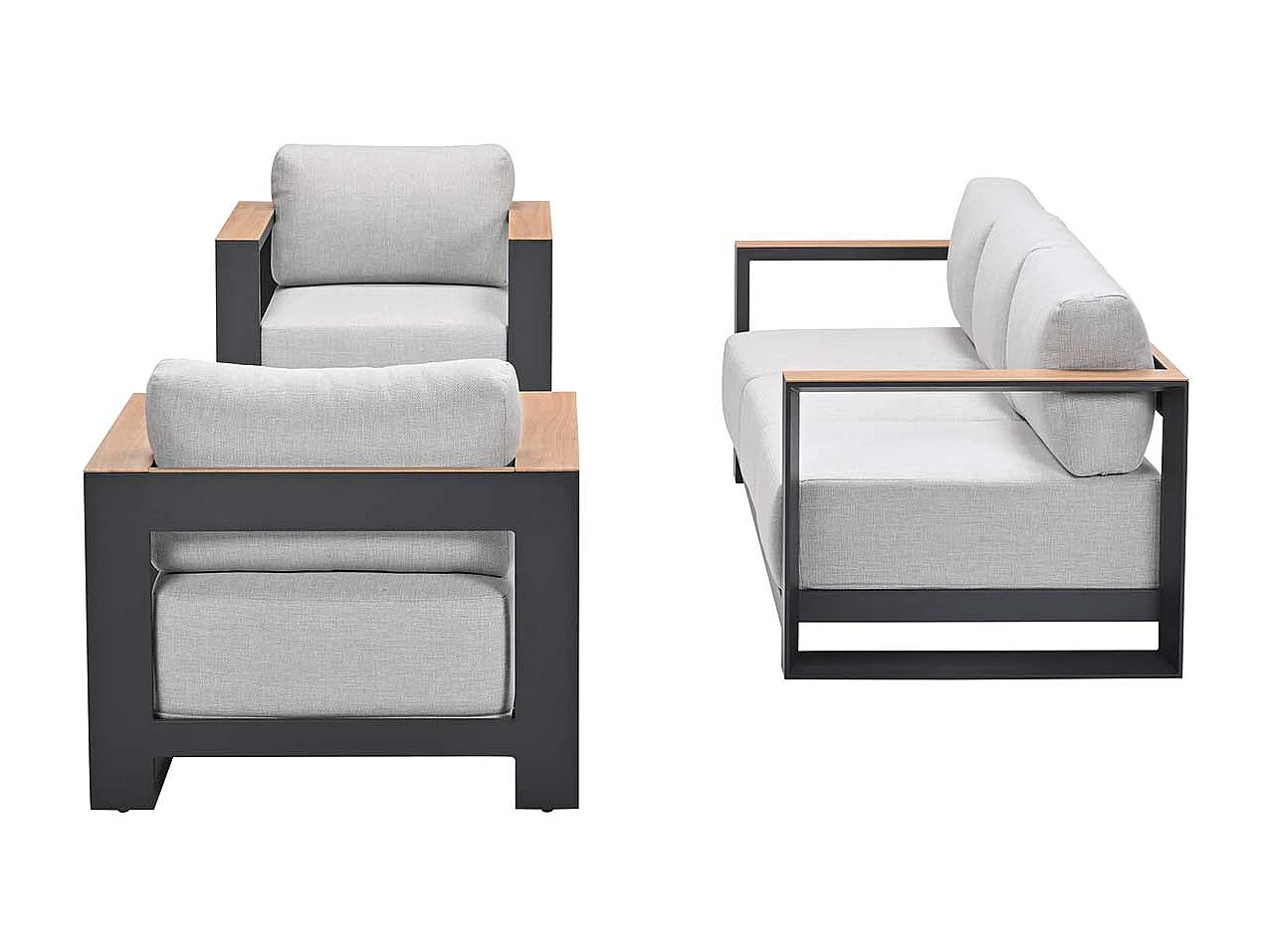 Garden Impressions Malakka loungeset 3 - delig carbon black/valley sand/light teaklook