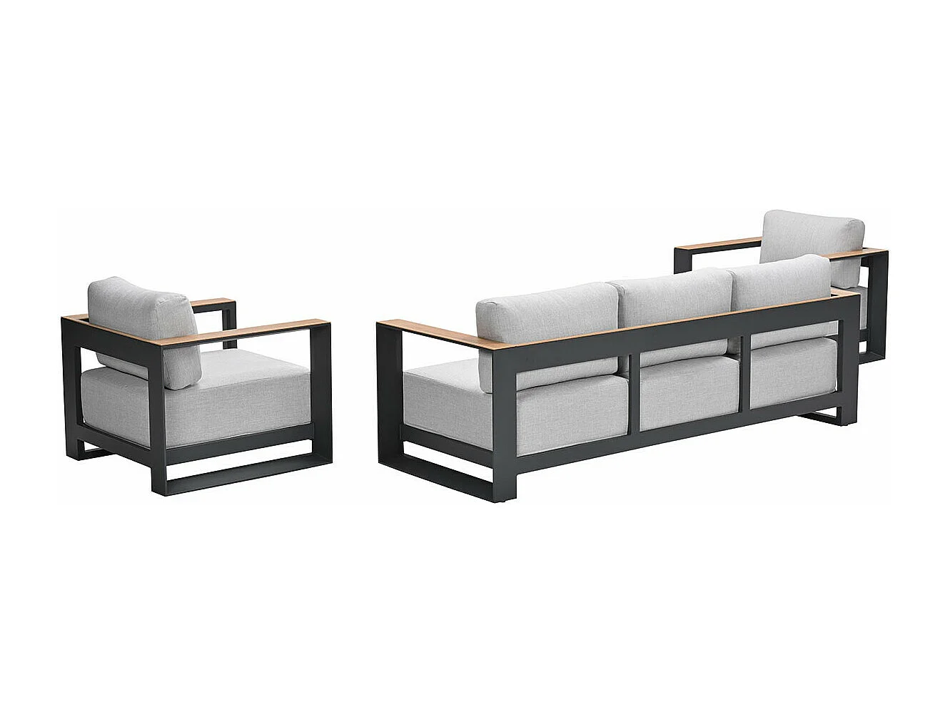 Garden Impressions Malakka loungeset 3 - delig carbon black/valley sand/light teaklook