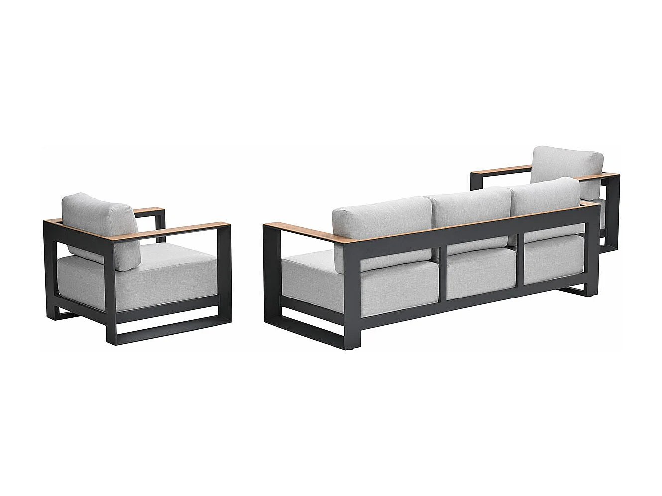 Ensemble de salon Garden Impressions Malacca gris foncé - aspect teck clair - 3 pièces