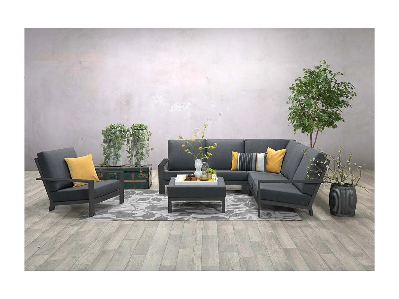 Garden Impressions Coba Ensemble de salon 4-pièces - gris foncé