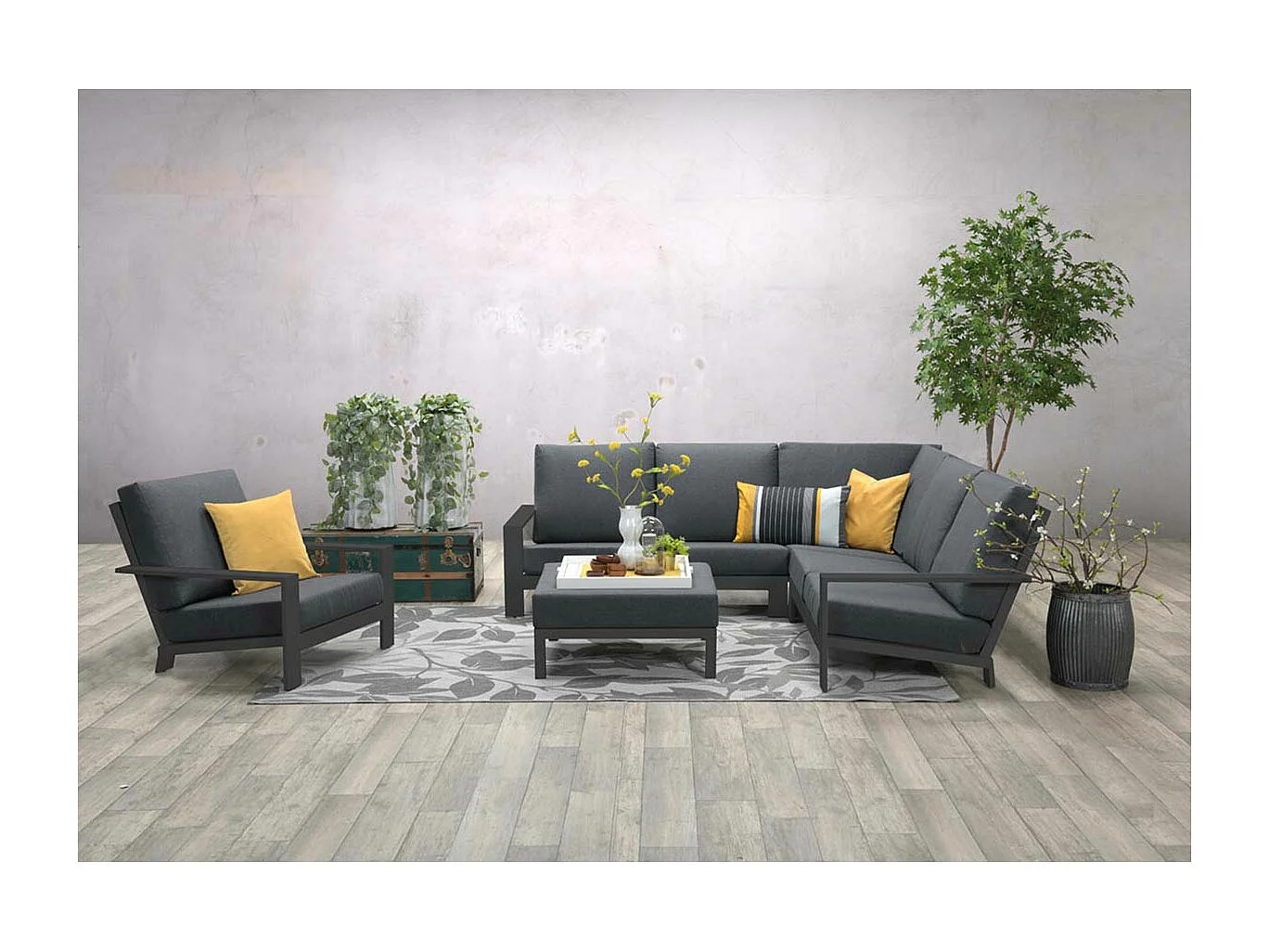 Garden Impressions Coba Ensemble de salon 4-pièces - gris foncé