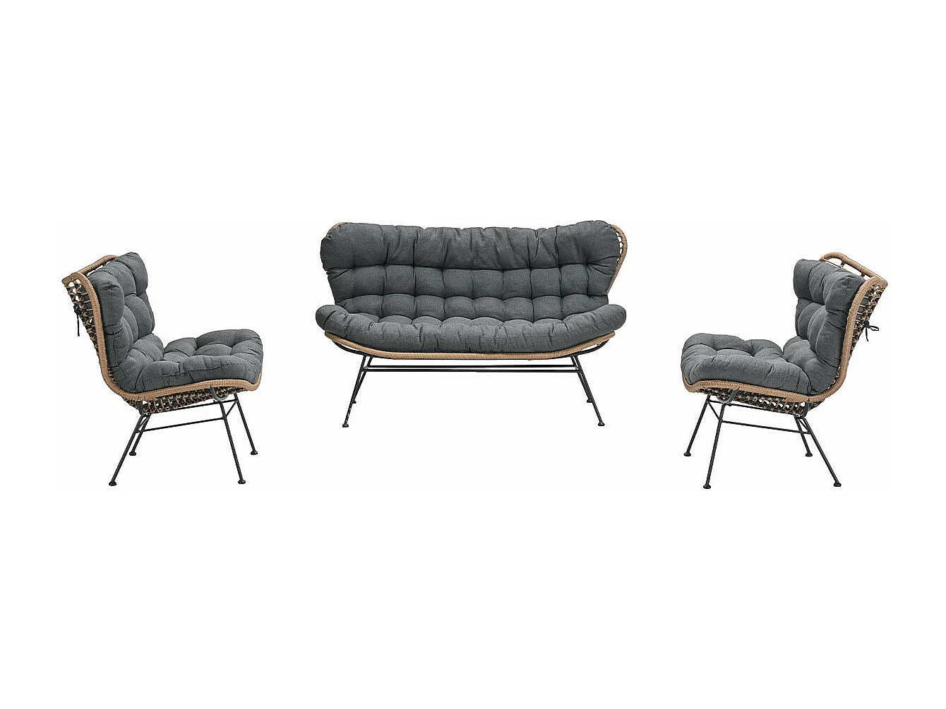 Ensemble de salon Garden Impressions Melfort en rotin naturel - 3 pièces