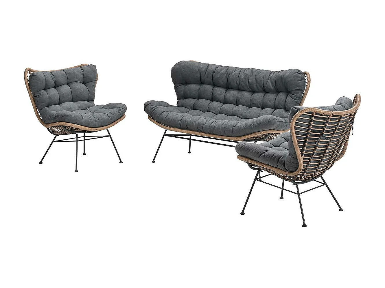 Ensemble de salon Garden Impressions Melfort en rotin naturel - 3 pièces