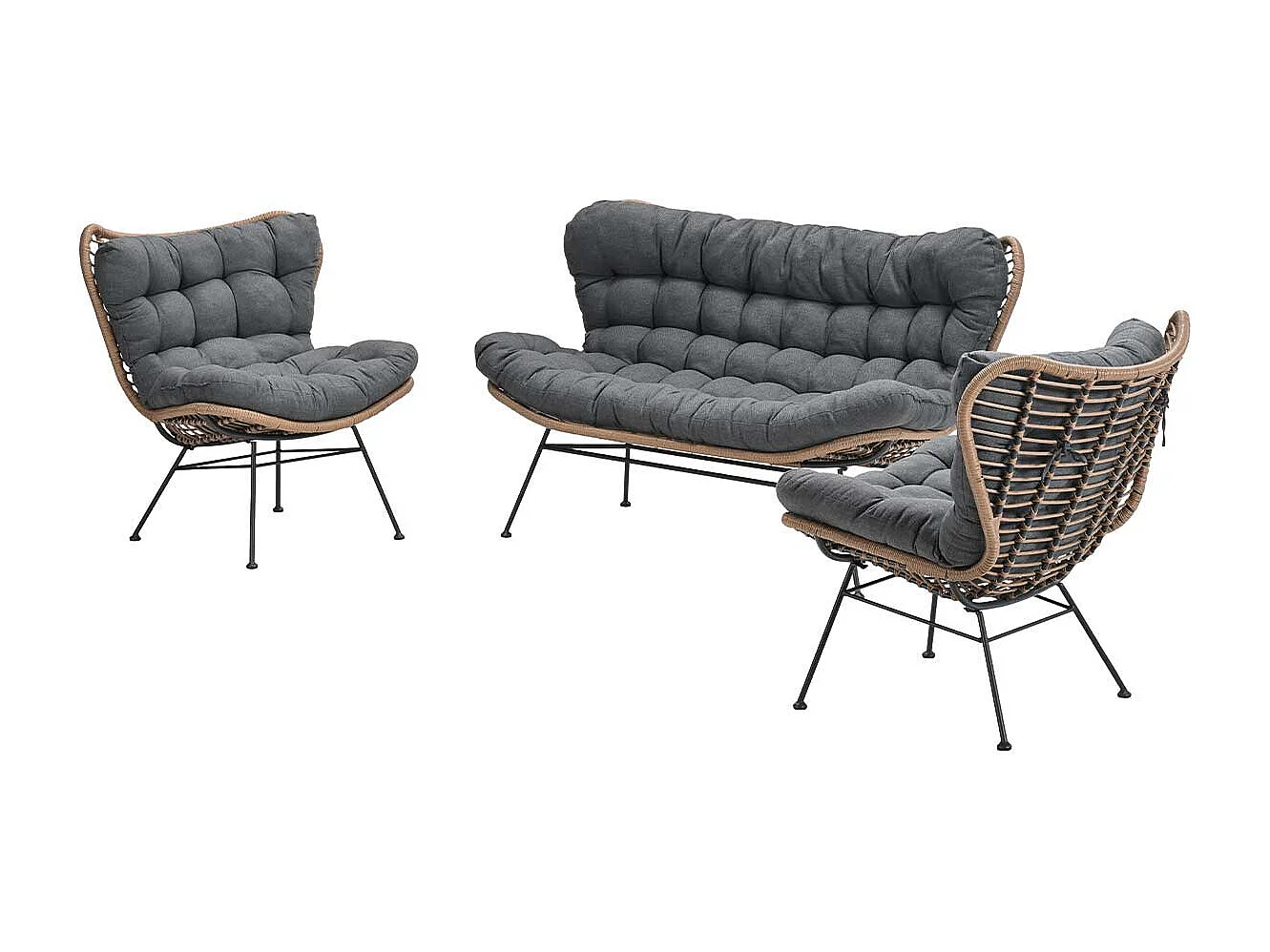 Ensemble de salon Garden Impressions Melfort en rotin naturel - 3 pièces