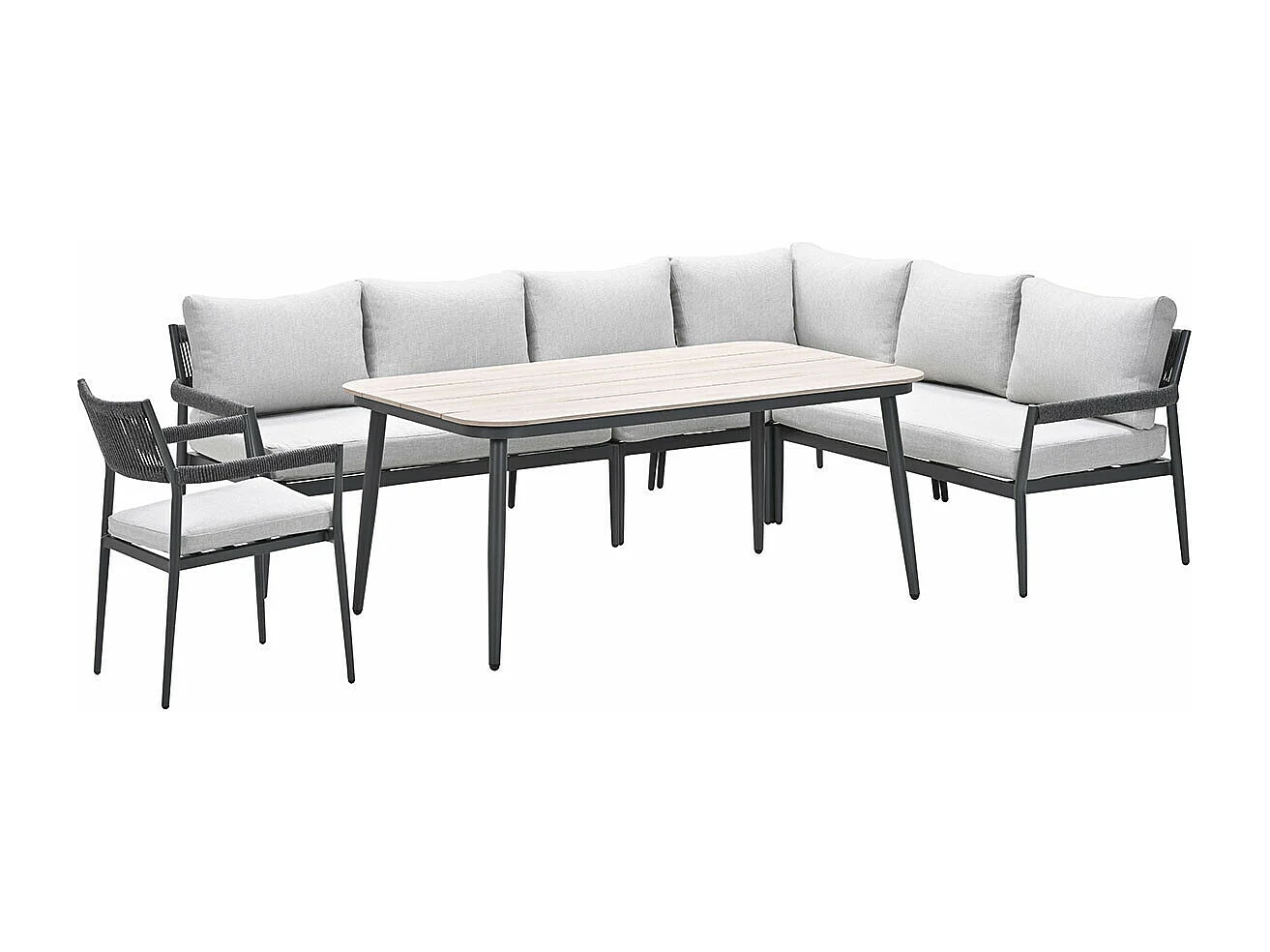 Garden Impressions Tineo lounge dining set 6-delig incl stoel - donker grijs