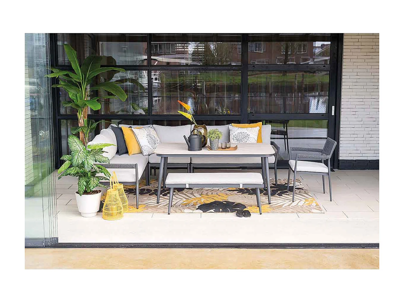 Garden Impressions Tineo lounge dining set 6-delig incl stoel - donker grijs