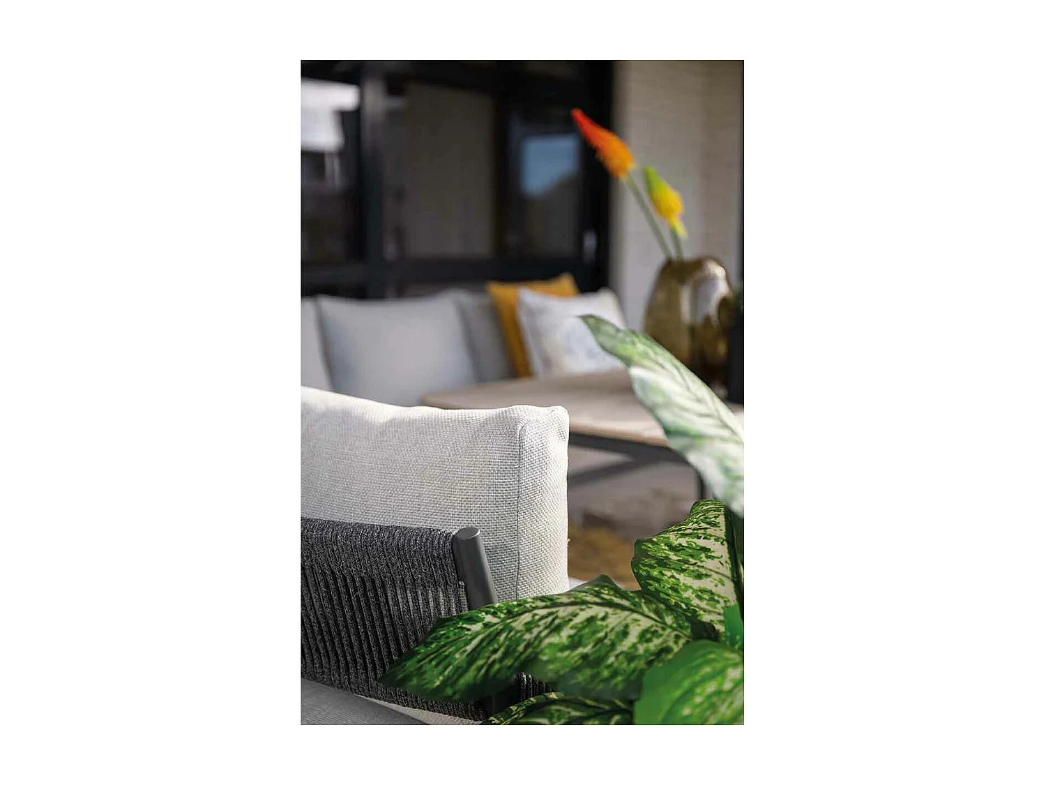 Ensemble salon salle à manger Garden Impressions Tineo gris foncé - 6 pièces - avec chaise