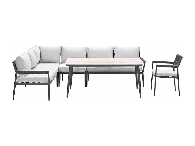 Ensemble salon salle à manger Garden Impressions Tineo gris foncé - 6 pièces - avec chaise
