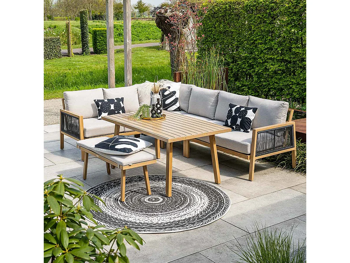 Salon de jardin salle à manger Garden Impressions San Capri 5 pièces aluminium teck clair