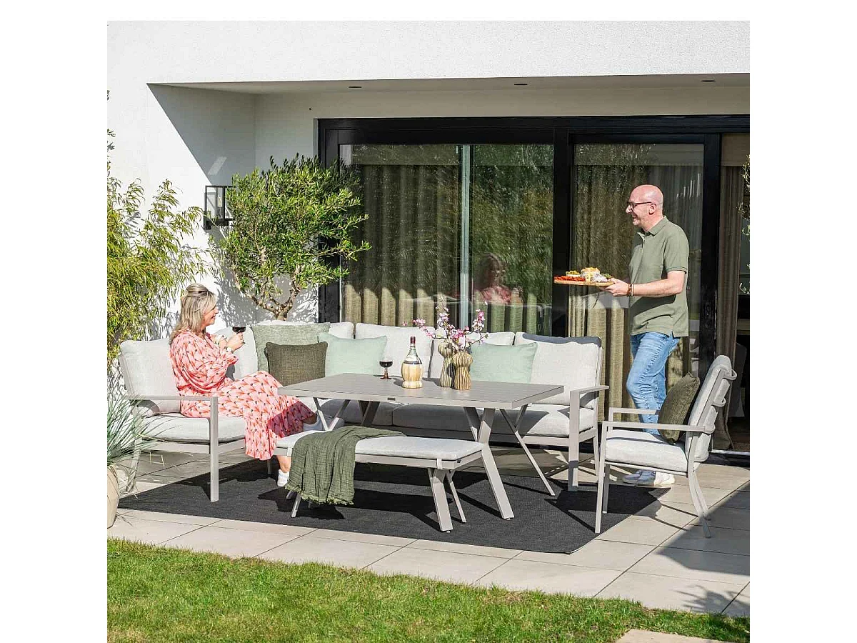 Garden Impressions Senja lounge dining set 4-delig links - valley sand