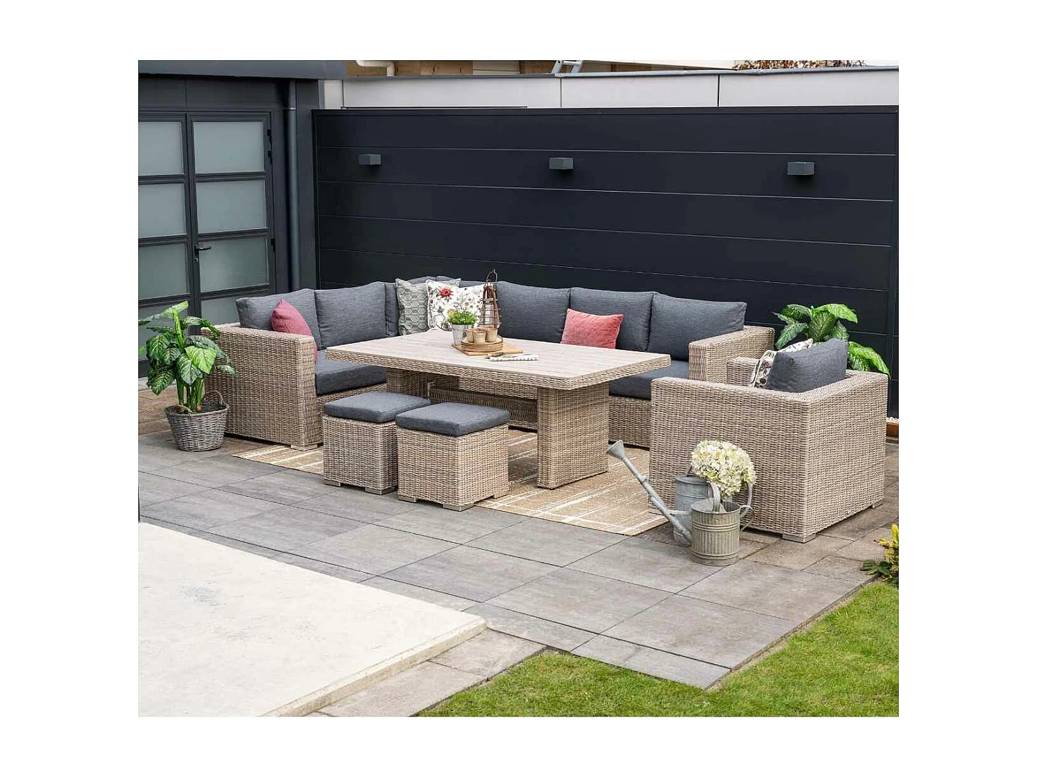 Garden Impressions Tennessee lounge dining set links 5-delig vintage willow - texfiber