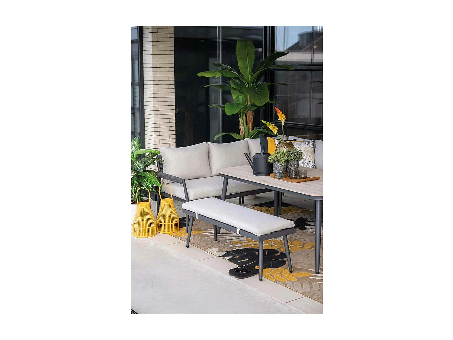 Ensemble salon salle à manger Garden Impressions Tineo gris foncé - 7 pièces