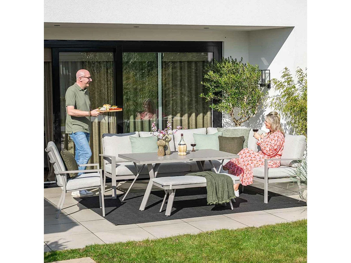 Garden Impressions Senja lounge dining set 5-delig rechts incl. stoel - valley sand