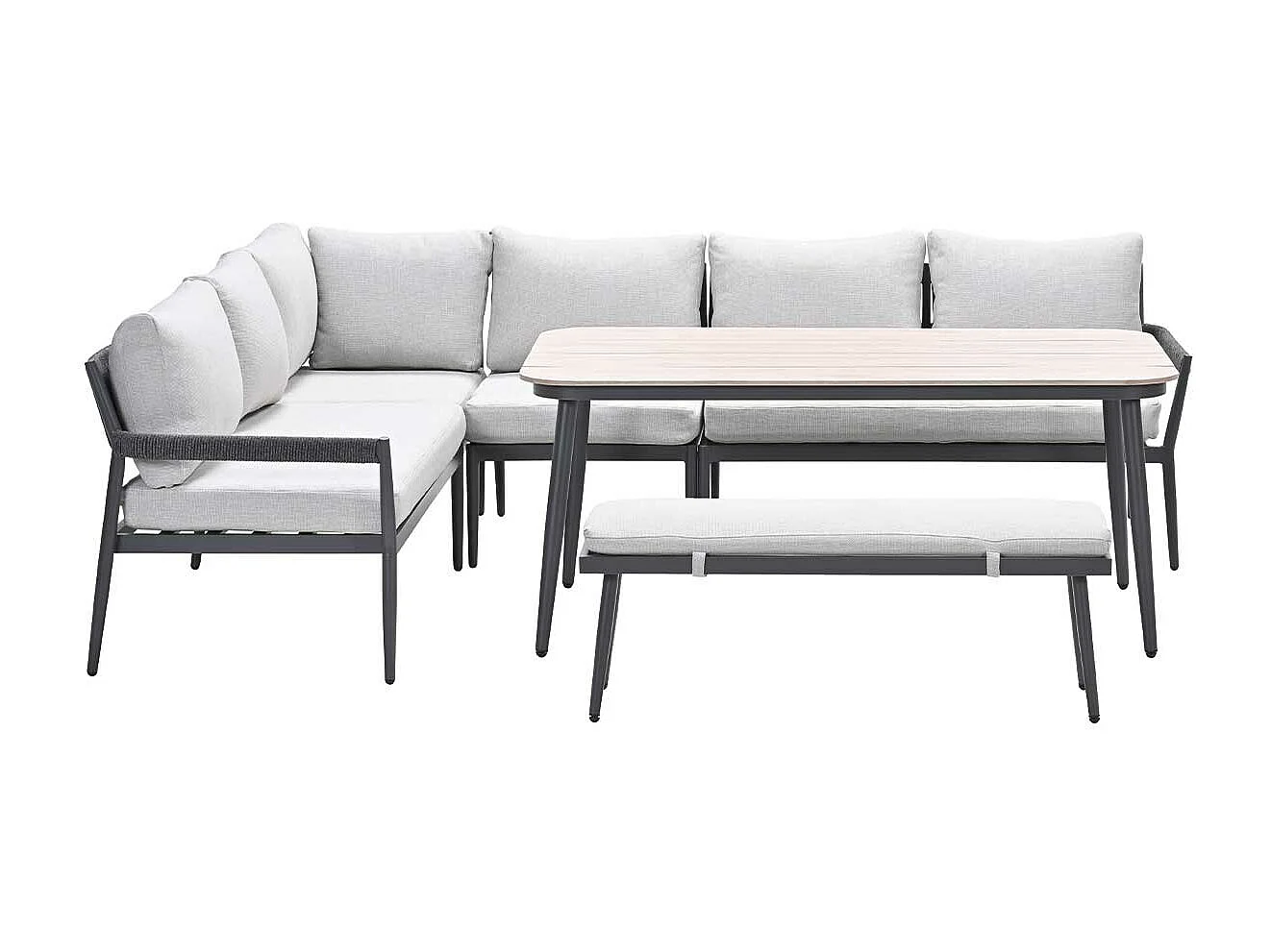 Ensemble salon salle à manger Garden Impressions Tineo gris foncé - 6 pièces
