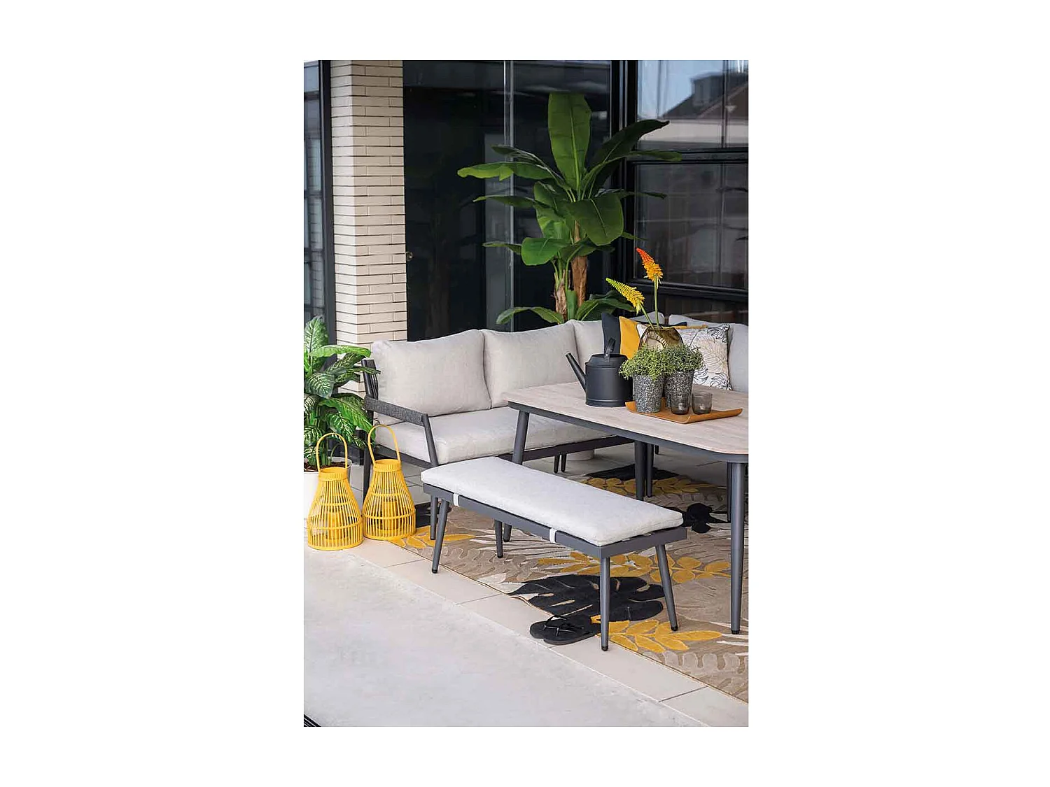 Ensemble salon salle à manger Garden Impressions Tineo gris foncé - 6 pièces