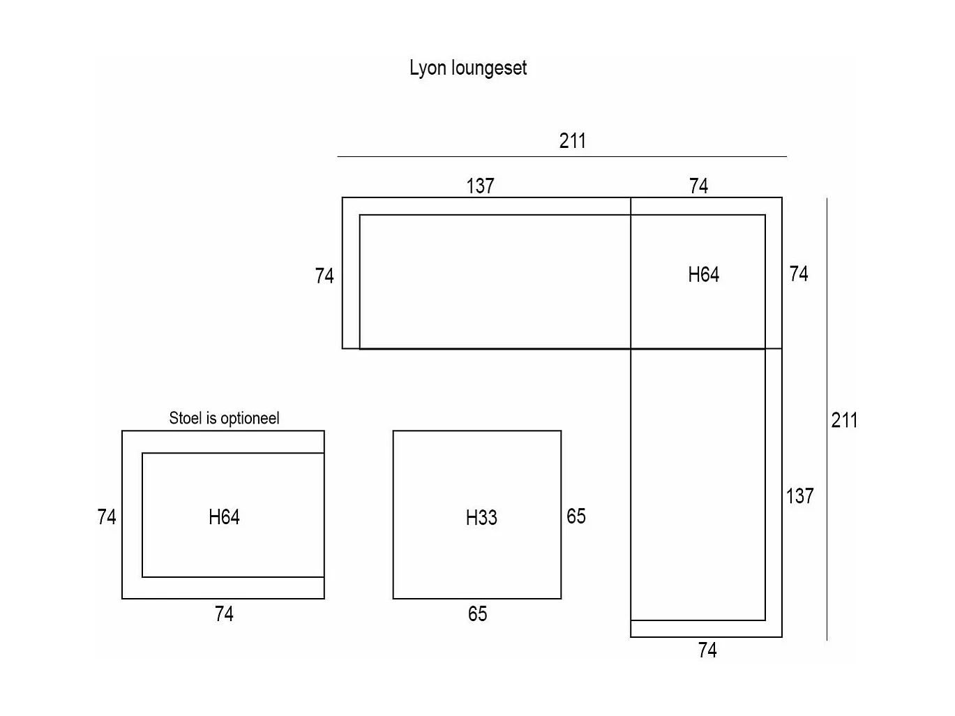 Garden Impressions Lyon loungeset 4-delig - donker grijs