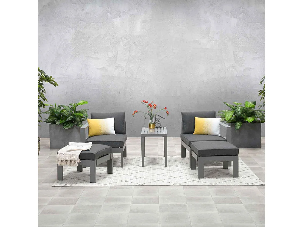 Ensemble de salon de balcon Garden Impressions Riga 5 pièces gris