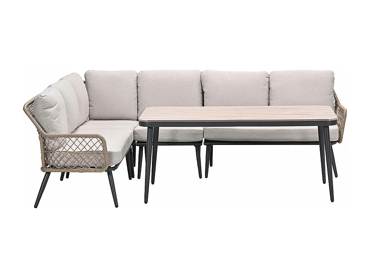 Garden Impressions Kalibo hoek lounge dining set 4-delig - donker grijs