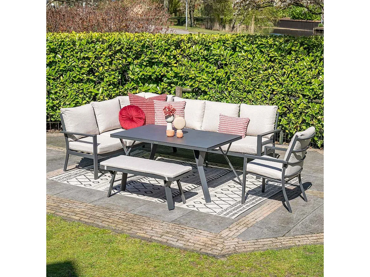 Garden Impressions Senja lounge dining set 3-delig links - desert sand