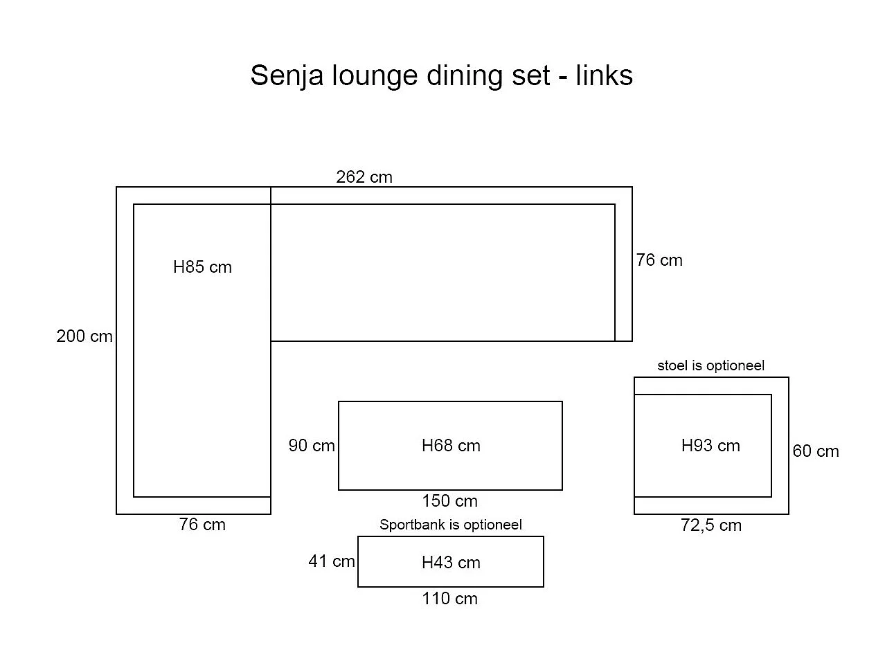 Garden Impressions Senja lounge dining set 3-delig links - desert sand