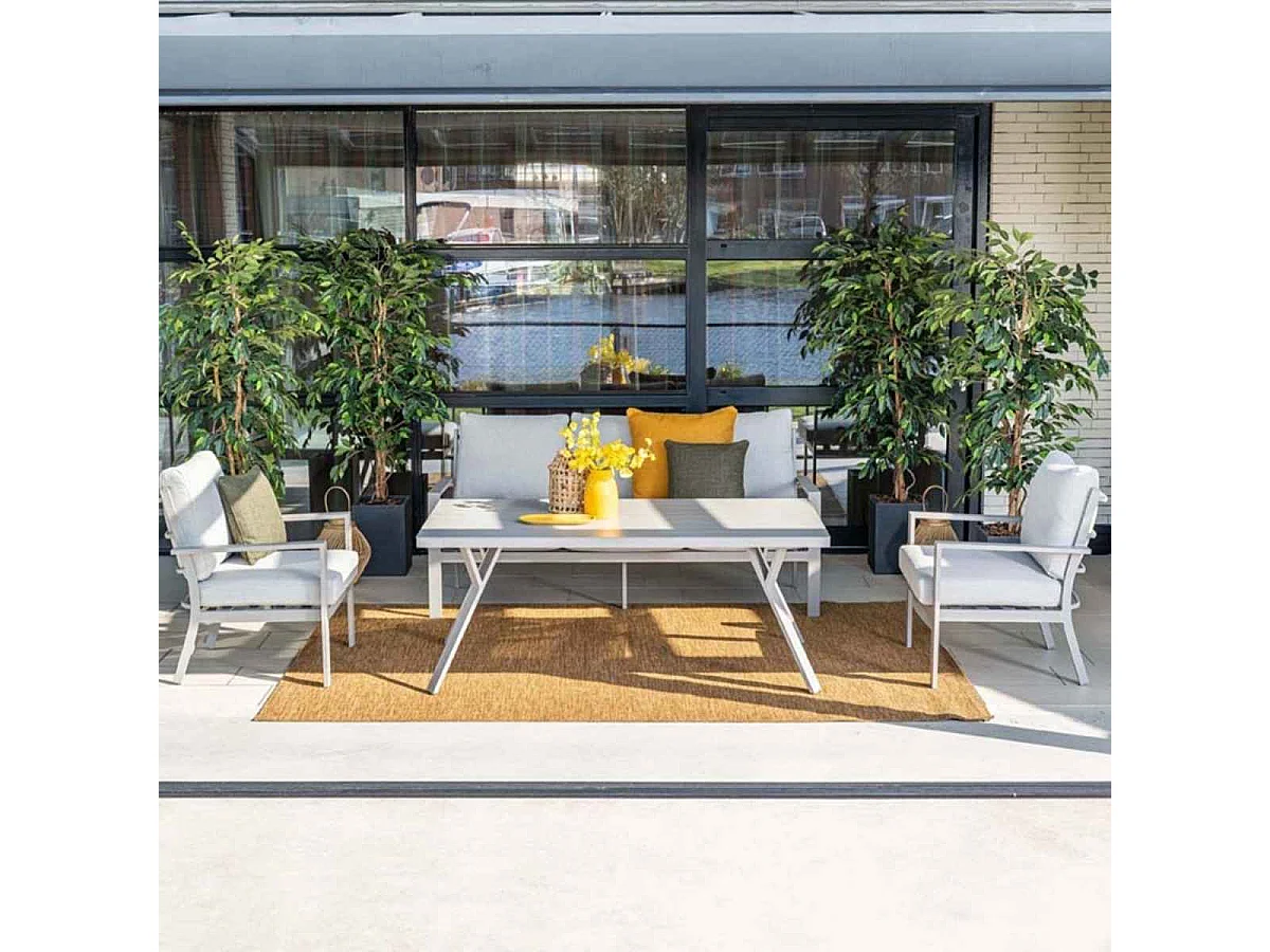 Garden Impressions Senja lounge dining set stoel-bank 4-delig taupe - valley sand