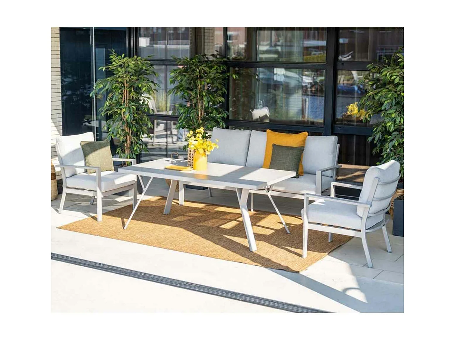 Garden Impressions Senja lounge dining set stoel-bank 4-delig taupe - valley sand