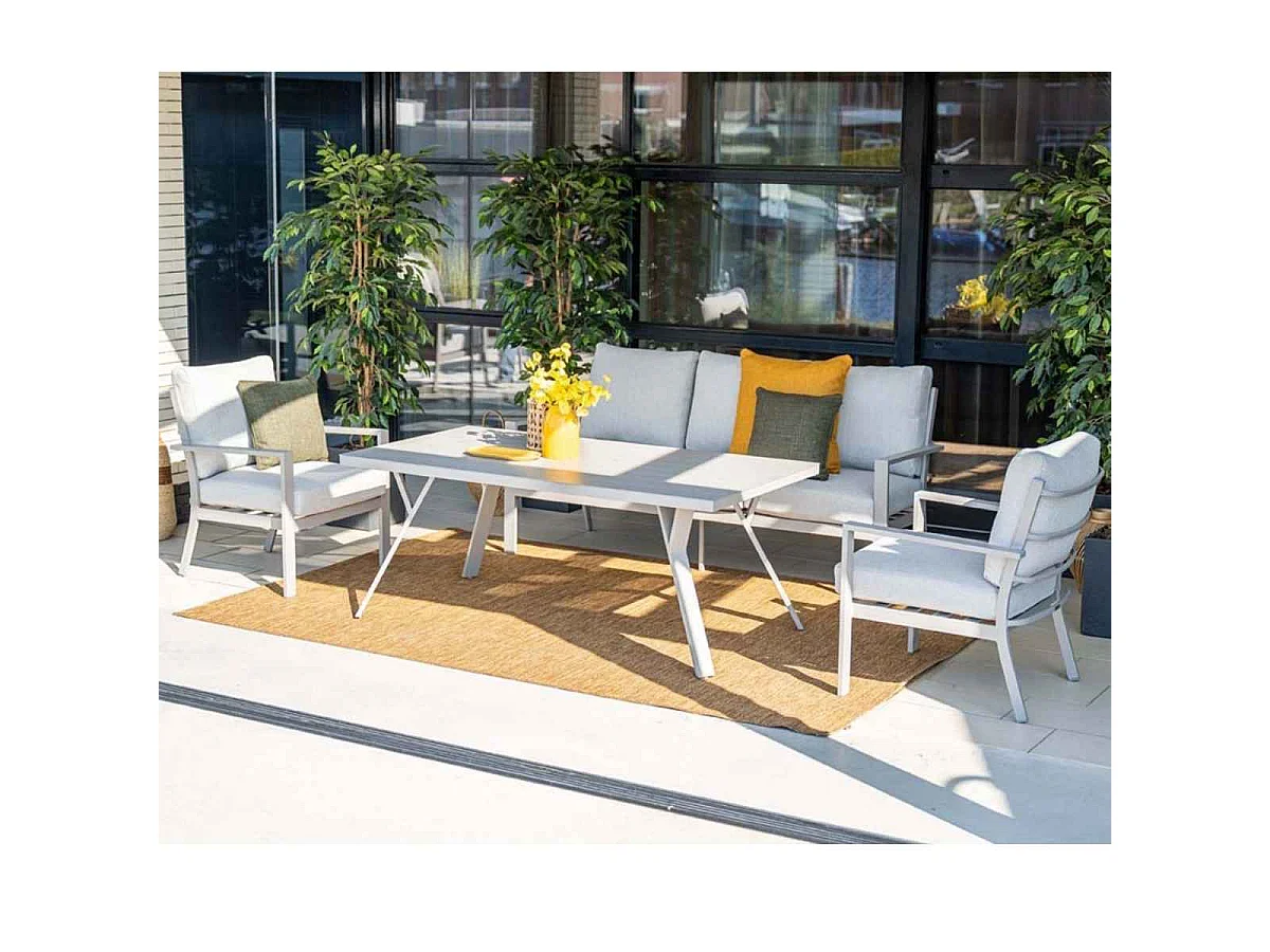 Ensemble de salon Garden Impressions Senja taupe - chaise-canapé 4 pièces sable de la vallée
