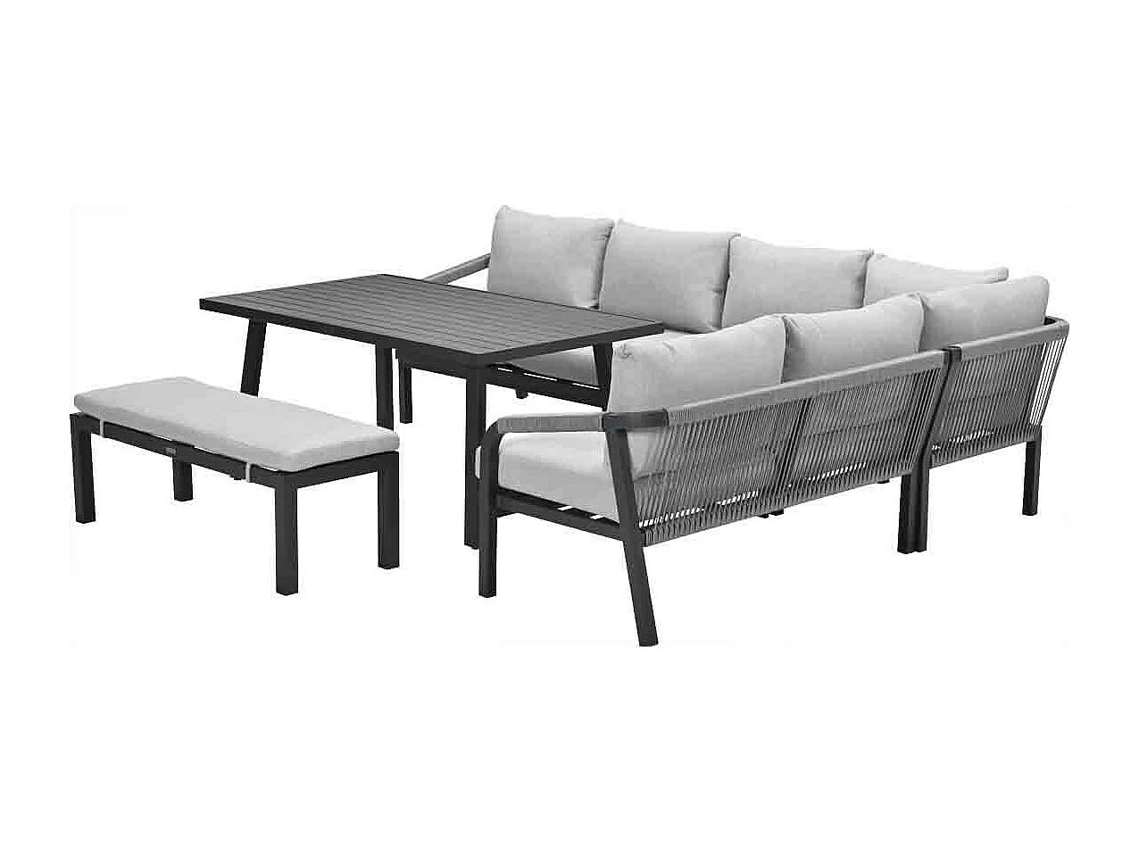 Ensemble salon salle à manger Garden Impressions Tarera gris foncé - 6 pièces