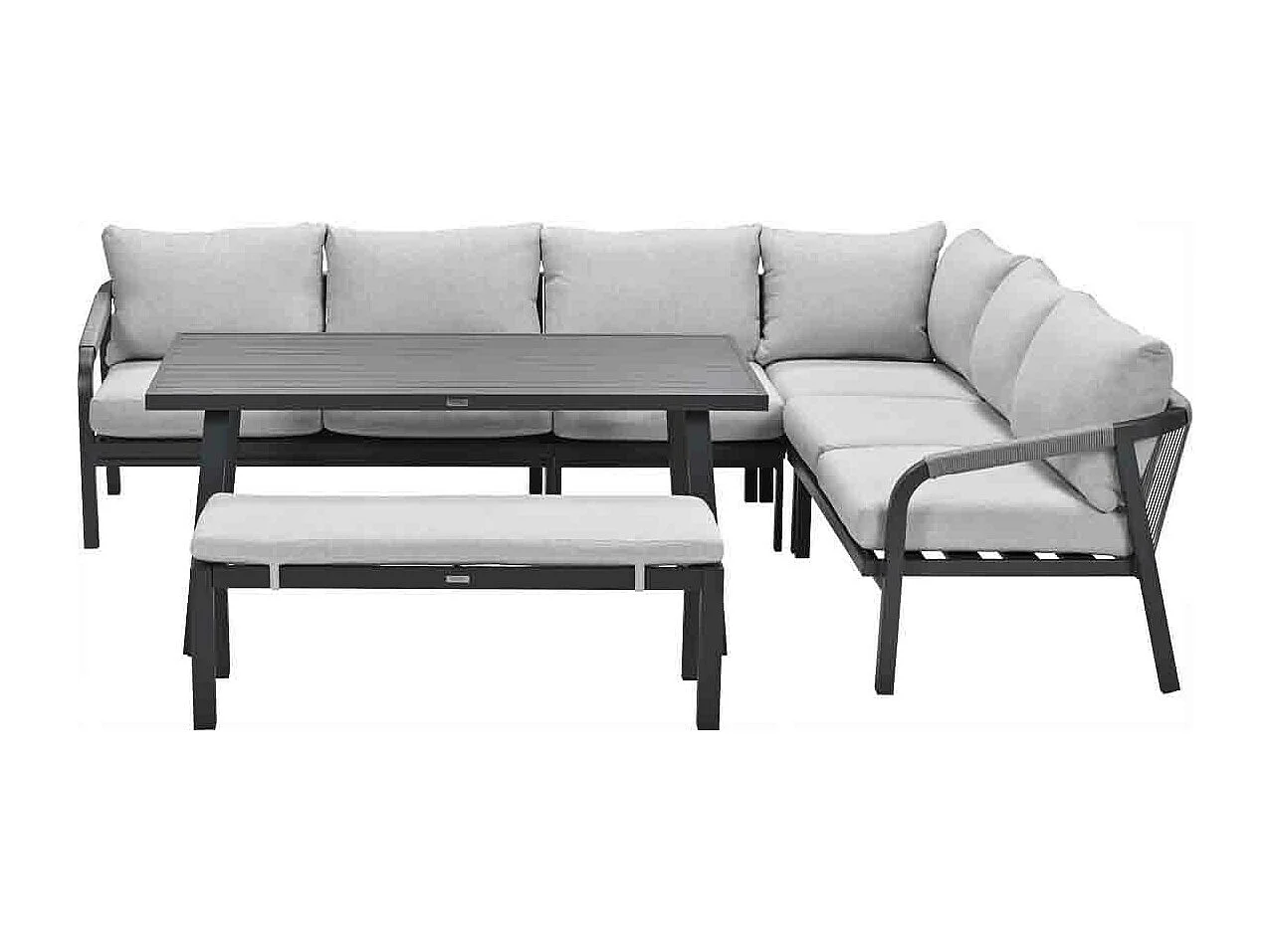 Ensemble salon salle à manger Garden Impressions Tarera gris foncé - 6 pièces