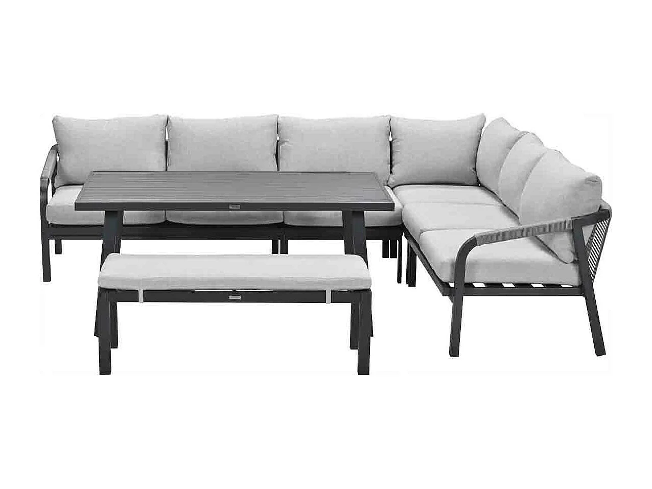 Ensemble salon salle à manger Garden Impressions Tarera gris foncé - 6 pièces