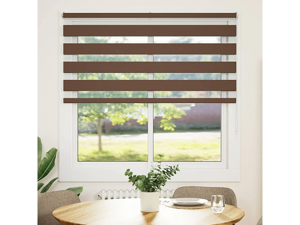 Estor cebra marrón 140x100cm ancho tejido 135,9cm poliéster